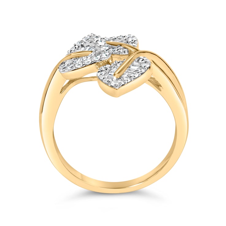 18K Yellow Gold Over Sterling Silver 1/2ctw Mixed Diamond