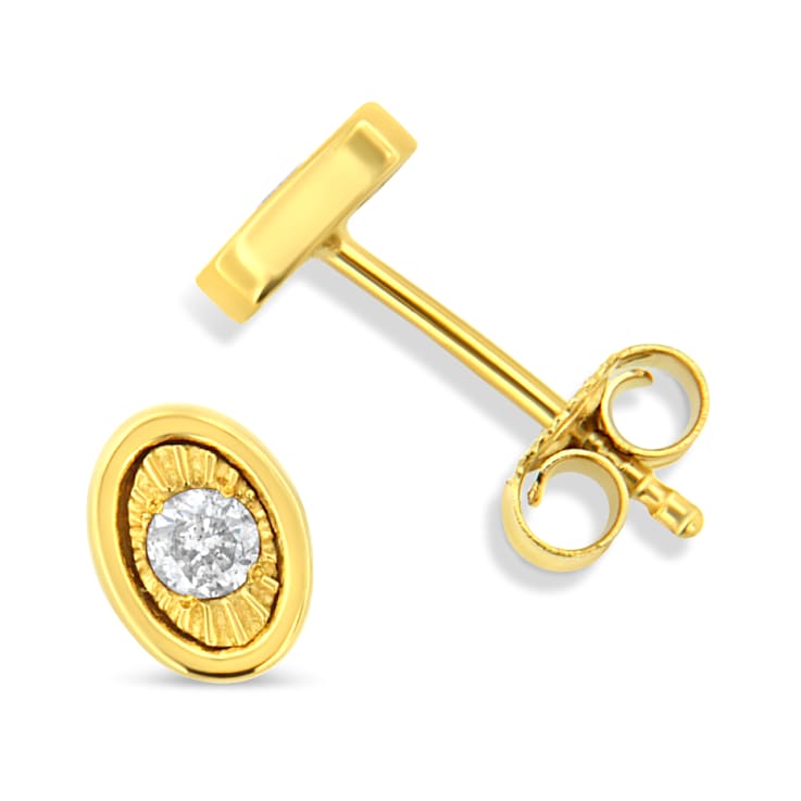 10K Yellow Gold Over Sterling Silver 1/10ctw Miracle-Set Diamond Circle
Shape Stud Earrings
