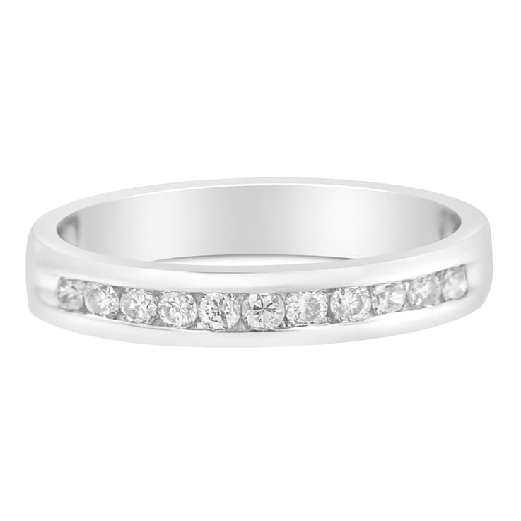 18K White Gold 1/4ctw Channel Set Round Diamond Classic 11 Stone
Band(E-F Color, I1-I2 Clarity)