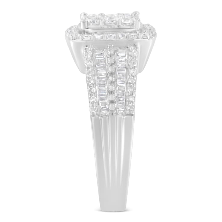 10K White Gold Diamond Cluster Ring (1 Cttw, H-I Color, I1-I2 Clarity) -
Size 7