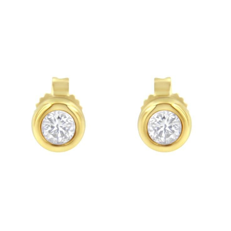 10K Yellow Gold 1/4ctw Round Brilliant-Cut Near Colorless Diamond
Bezel-Set Stud Earrings