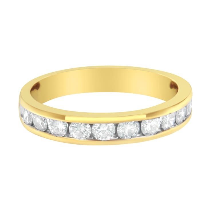 18K Yellow Gold IGI Certified 1.0ctw Diamond Half-Eternity Band(E-F
Color, I1-I2 Clarity)