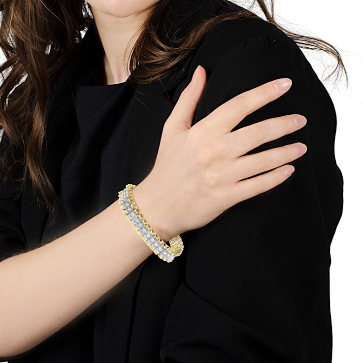 14K Two-Tone 5.0ctw Round and Baguette Cut Diamond 7" Reflective
Tennis Bracelet