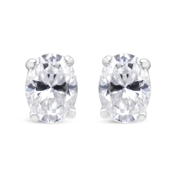 0.50ctw Lab Grown Oval Diamond Solitaire 14K White Gold Stud Earrings