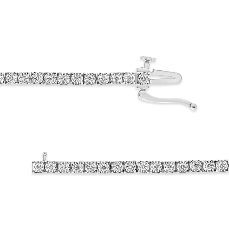 14K White Gold 1.0ctw Miracle Set Round-Cut Lab Grown Diamond Illusion
Tennis Bracelet