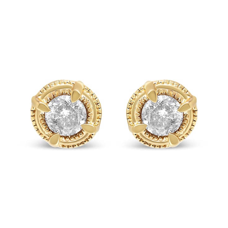 14K Yellow Gold Over Sterling Silver 1-1/2ctw Round Diamond Solitaire
Stud Earrings