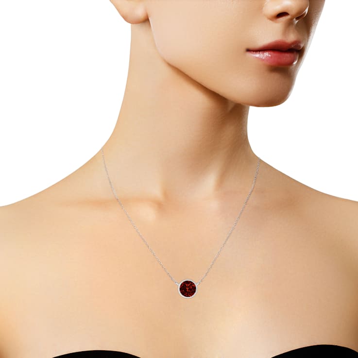 Sterling Silver Bezel Set 3.5mm Created Red Ruby Gemstone Solitaire
18" Pendant Necklace