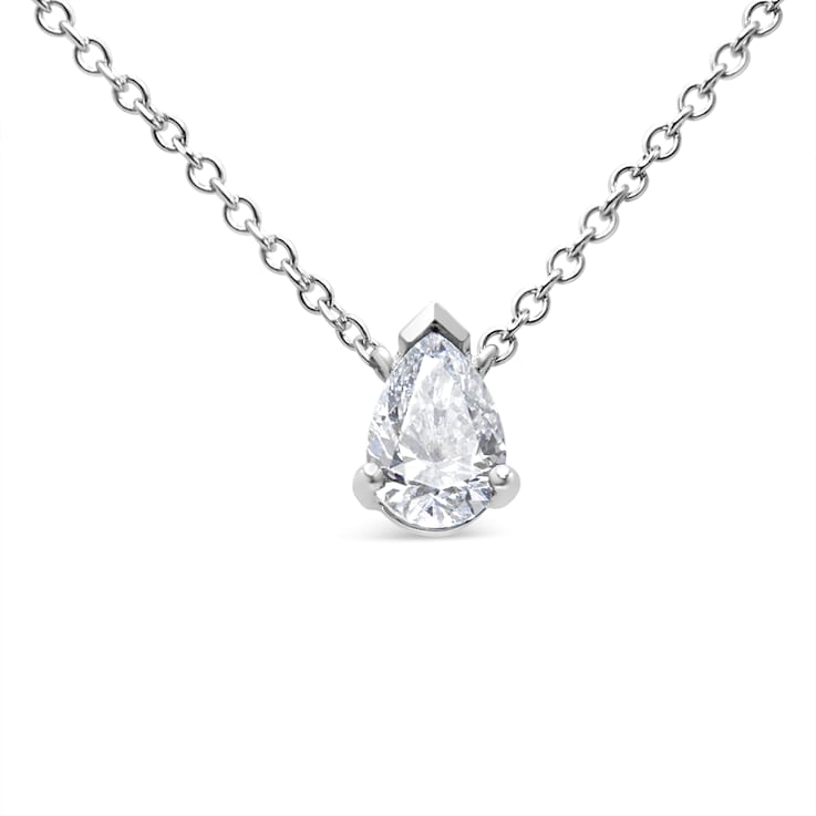 14K White Gold 1/2ct Lab Grown Pear Shape Solitaire Diamond