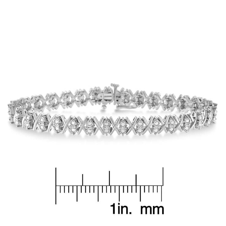 Sterling Silver 1.0ctw Diamond Miracle-Set X-Link 7" Tennis Bracelet