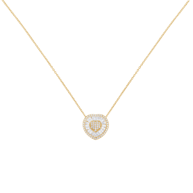 10K Yellow Gold Diamond Heart Pendant w\chain(1/2ctw, H-I Color, I1-I2 Clarity)