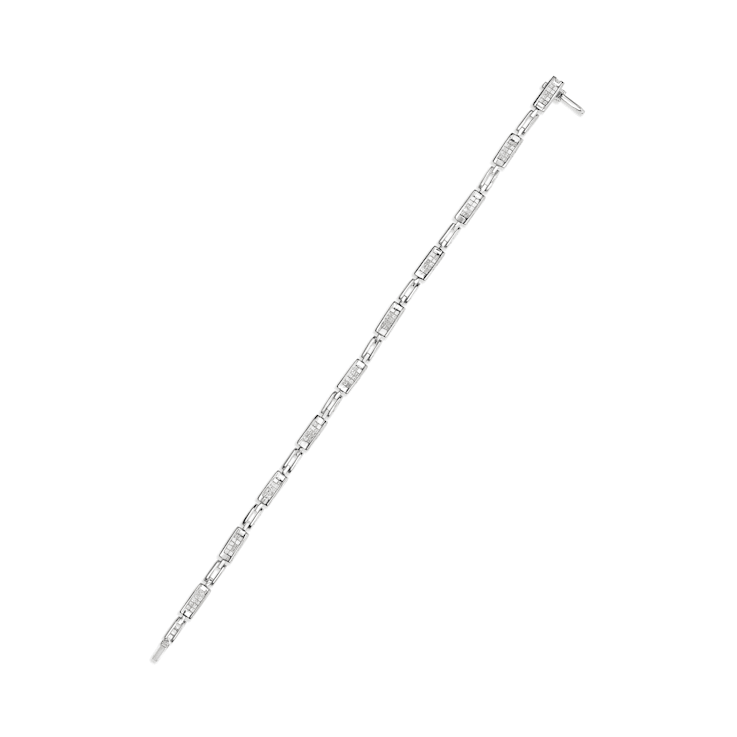 14K White Gold 1.0ctw Invisible Set Diamond Alternating Station and Link
Tennis Bracelet