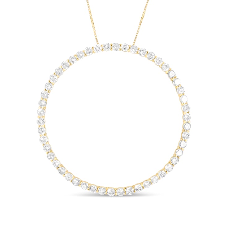 10K Yellow Gold Over Sterling Silver 4ctw Diamond Circle Hoop Necklace
(J-K Color, I1-I2 Clarity)