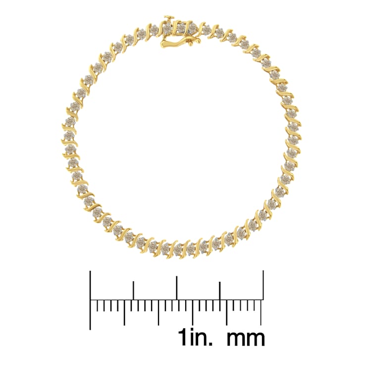 10K Yellow Gold 2.0 Cttw Diamond Alternating Wave and Round Link 7”
Tennis Bracelet (J-K, I2-I3)