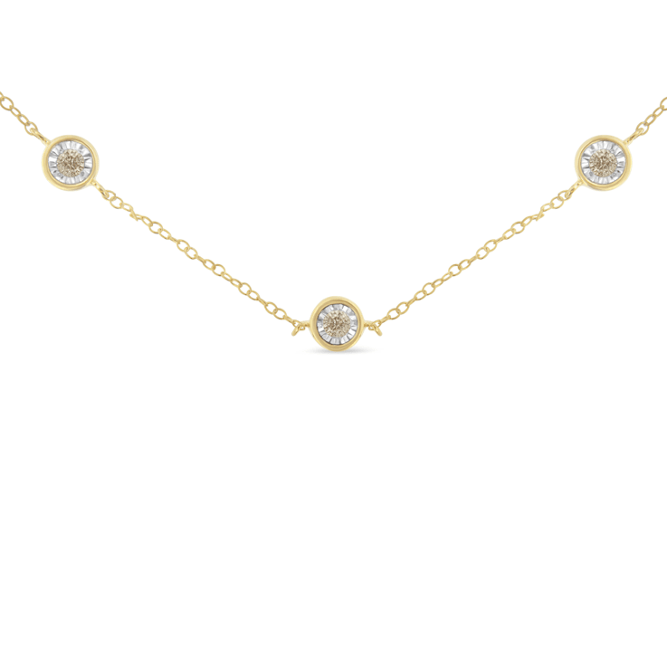 10K Two-tone Gold Over Sterling Silver Diamond Station Necklace (1/2
cttw, K-L Color, I2-I3 Clarity)