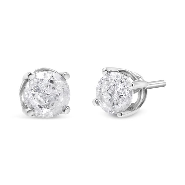 Sterling Silver 3/4ctw 4-Prong Round-cut "Salt and Pepper"
Diamond Classic Stud Earrings