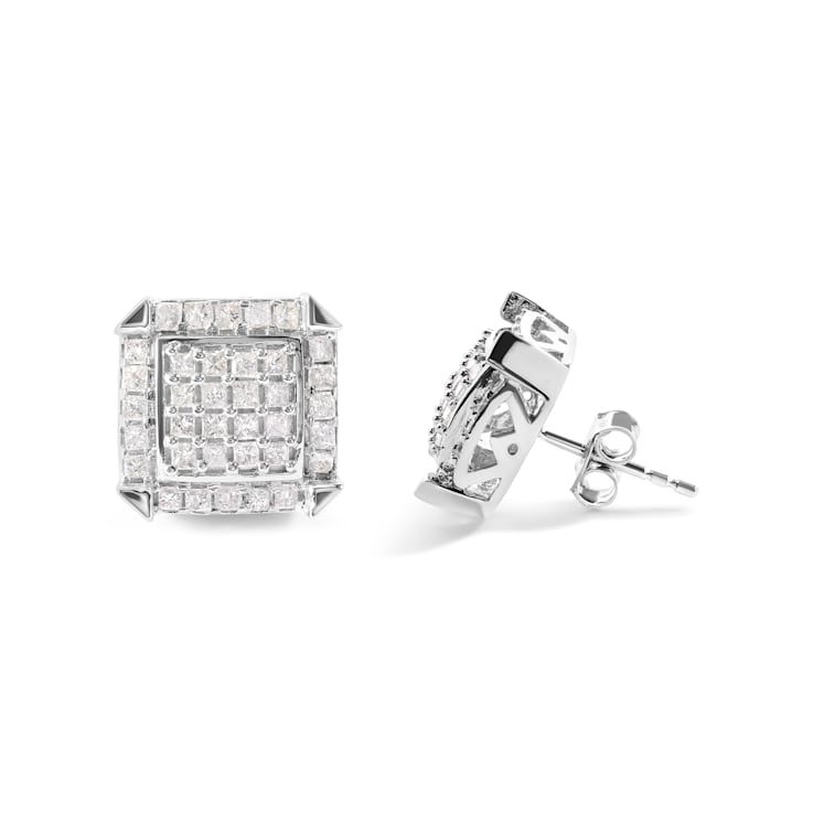 10K White Gold 1 1/10 Cttw Princess Diamond Composite and