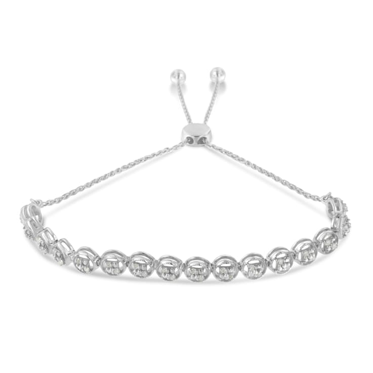 Sterling Silver .25ctw Diamond Bolo Bracelet