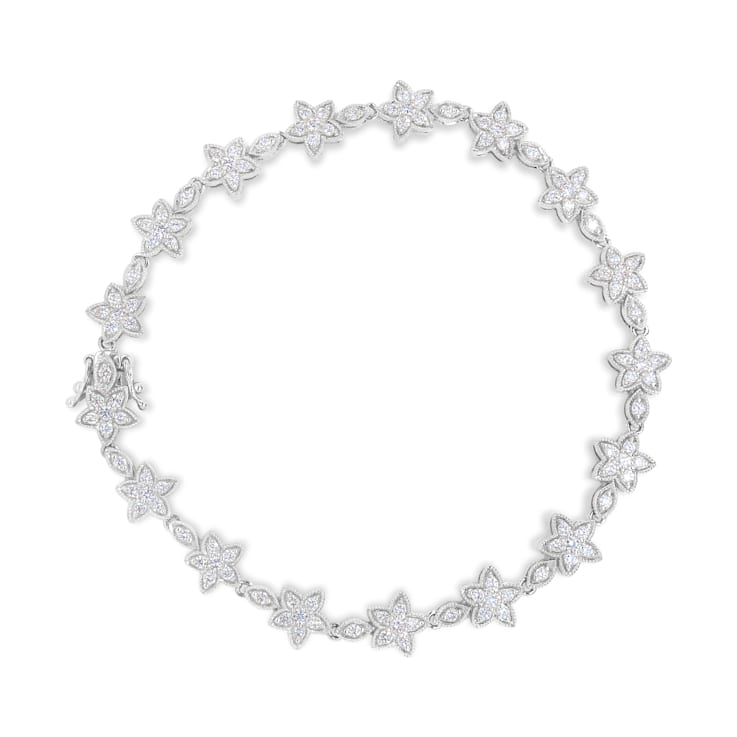 14K White Gold 1 1/5ctw Diamond Flower Blossom Link Bracelet (H-I Color,
SI1-SI2 Clarity) - Size 7"