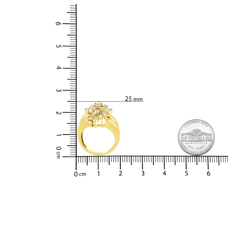 10K Yellow Gold Over Sterling Silver Diamond Cocktail Ring (1 1/2 Cttw,
J-K Color, I1-I2 Clarity)