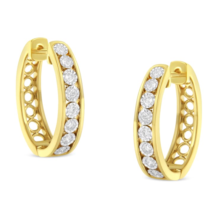 上品なスタイル Earring Hoop Diamond Gold Two-Tone 10K 1/2ctw 15JFHA - アクセサリー