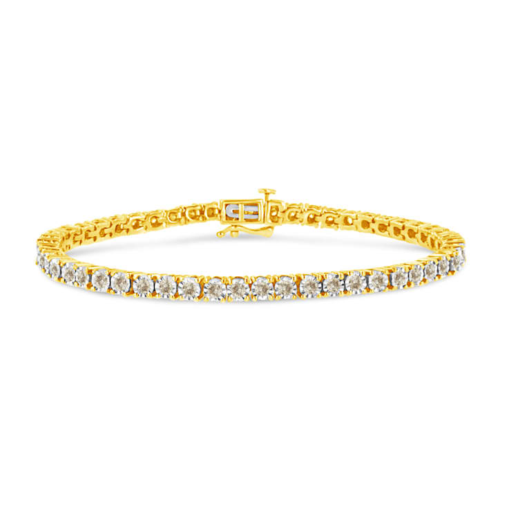 14K Yellow Gold Over Sterling Silver 3.0ctw Miracle-Set Diamond Tennis Bracelet