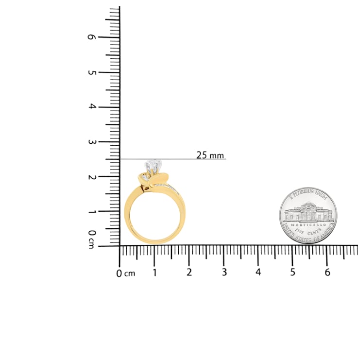 14K Yellow Gold Mixed Cut Diamond Marquise Shaped Ring (1 1/4ctw, G-H
Color, SI1-SI2 Clarity)