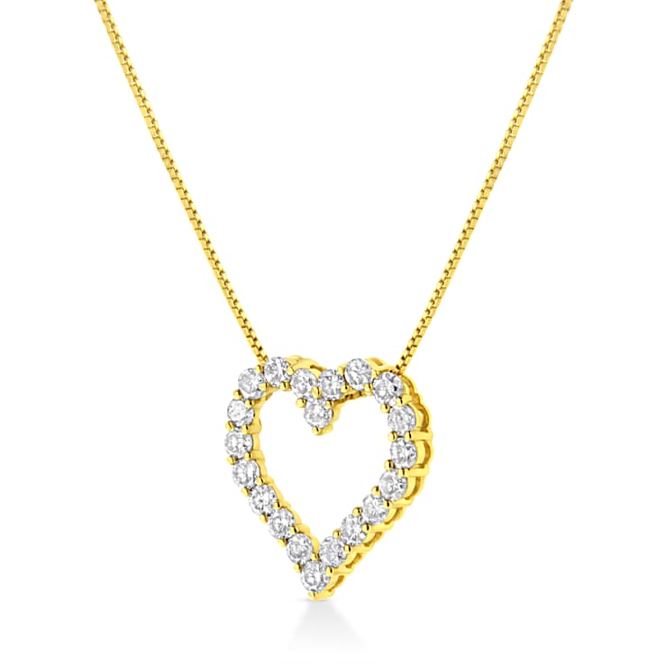 14K Yellow Gold Over Sterling Silver 2.0ctw Diamond Open Heart Necklace
(K-L Color, I2-I3 Clarity)