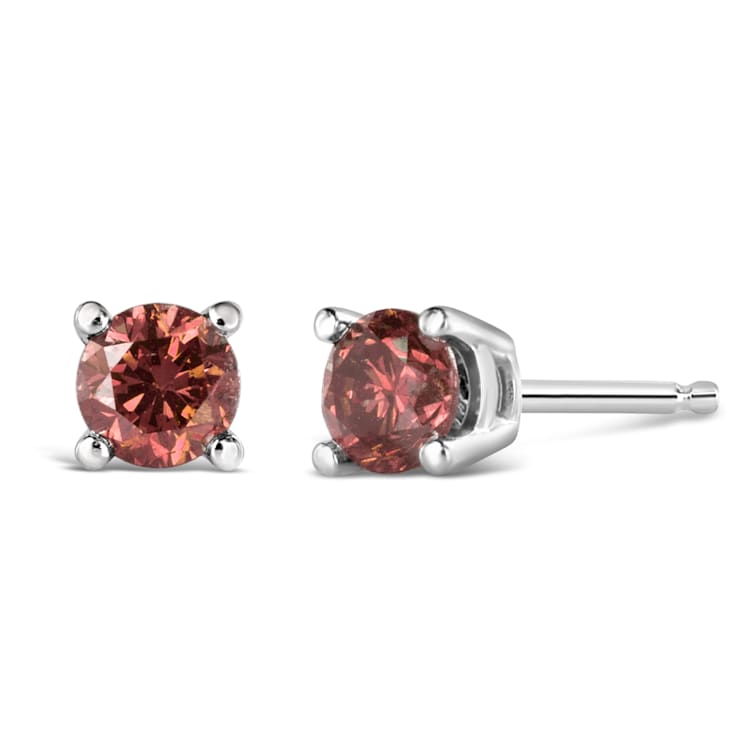 0.50ctw Brilliant Cut Lab Grown Pink Diamond Solitaire 14K White Gold
Stud Earrings