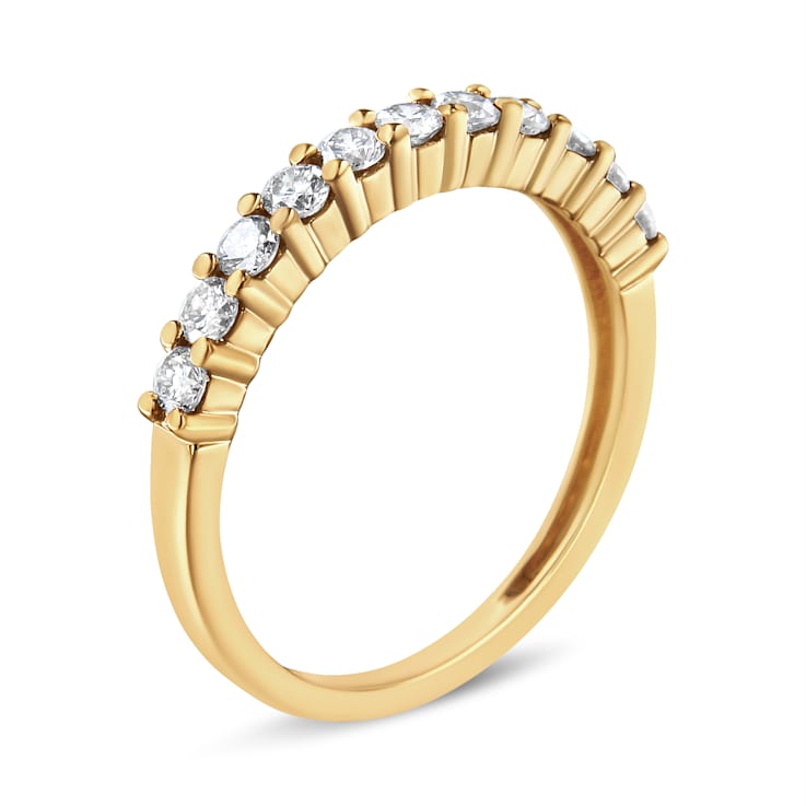 14K Yellow Gold Over Sterling Silver 1/2ctw Round Diamond Ring (J-K Color,  SI2-I1 Clarity)