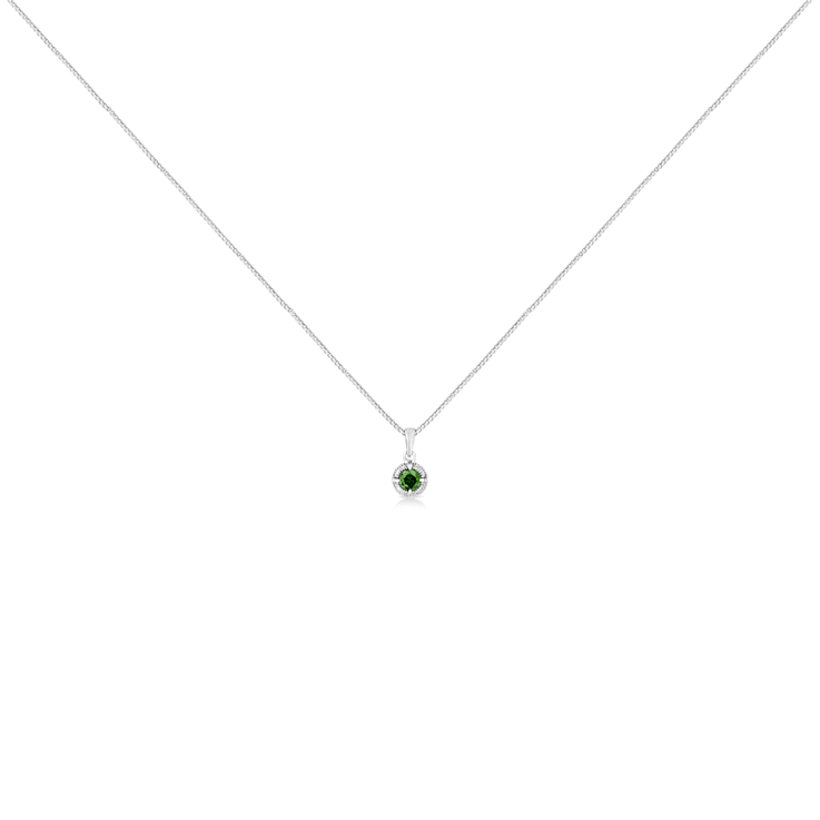 Sterling Silver 1/5ctw Green Diamond Solitaire 18" Pendant w\chain
(Green Color, I1-I2 Clarity)