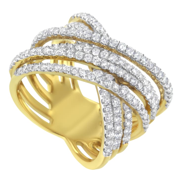 10K Yellow Gold Diamond Bypass Ring (1 5/8ctw, H-I Color, SI2-I1 Clarity)