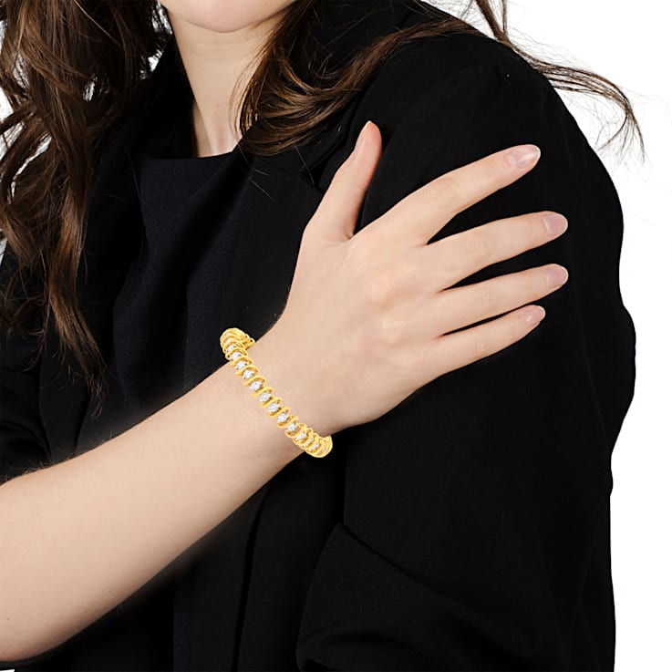 18K Yellow Gold 5.0ctw AGS Certified "S" Link Wrapped Round
Brilliant Diamond Tennis Bracelet