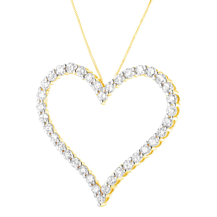 10k Yellow Gold Over Sterling Silver 3.0ctw Diamond Open Heart Pendant
w\chain 18"