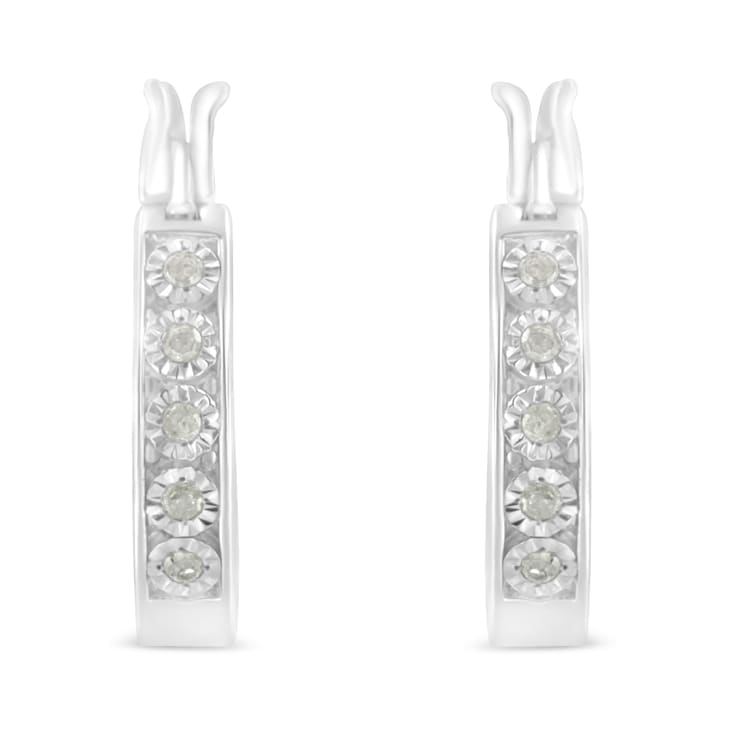 Sterling Silver 1/10ctw Miracle Set Diamond Full Circle Hoop Earrings