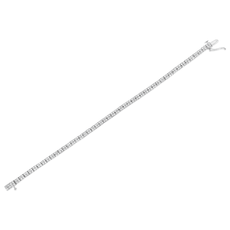Sterling Silver 3.0ctw Prong-Set Round Diamond 2 Row Link Tennis Bracelet