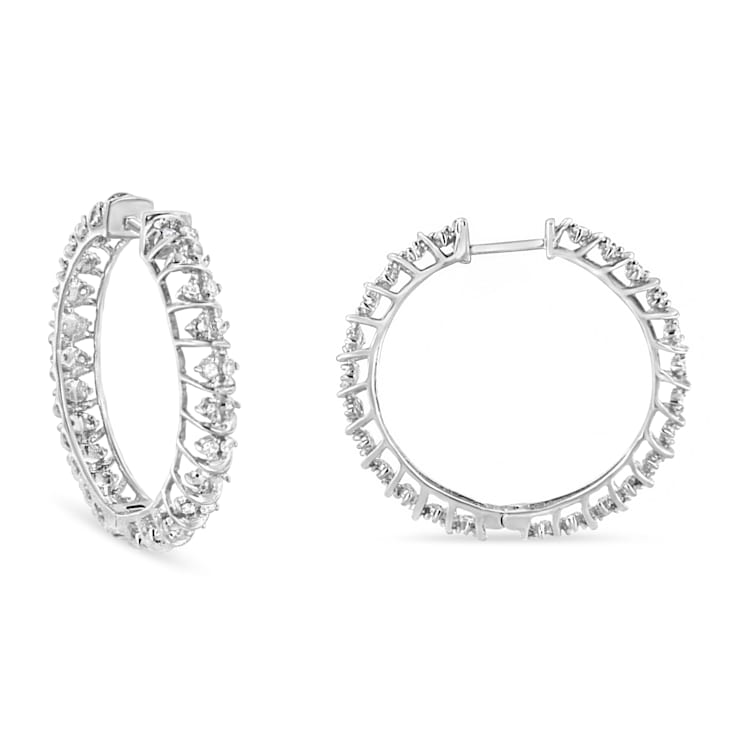 Sterling Silver 1/2ctw Diamond Wire Cage Style Hoop Earring
