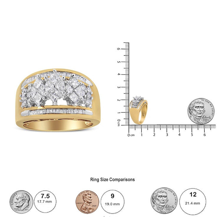 10K Two-tone 1 1/2ctw Pear Shaped 3 Stone Style Diamond Ring Band (H-I
Color, SI1-SI2 Clarity)