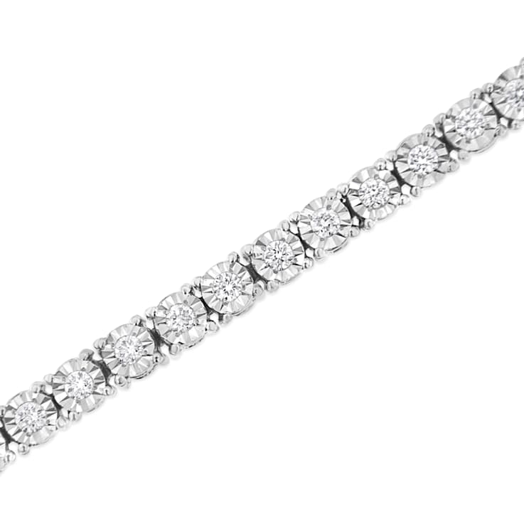 Sterling Silver 1.0 Cttw Lab-Grown Diamond Tennis Bracelet (G-H,
VS1-VS2) - 7.25"