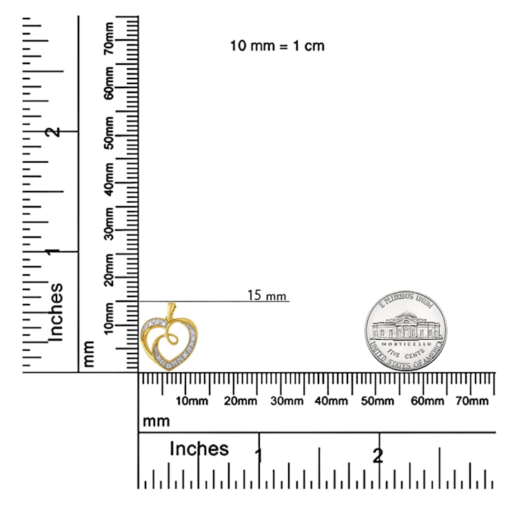 14K Yellow Gold Over Sterling Silver Diamond Accent Ribbon & Heart
18" Pendant Necklace