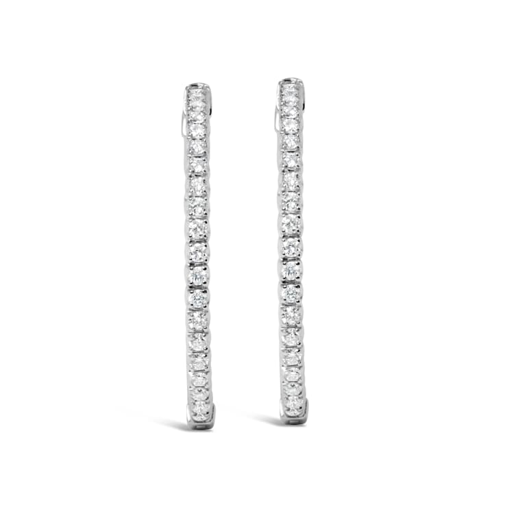 14K White Gold 1 3/4 Cttw Lab Grown Diamond Inside Out Hoop Earrings
(G-H Color, VS2-SI1 Clarity)