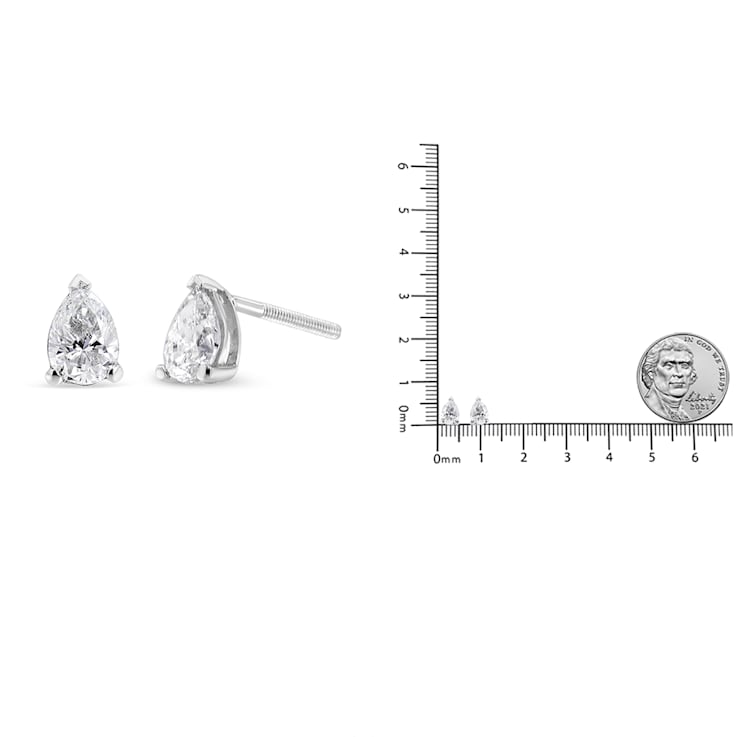 0.75ctw Pear Shape Solitaire Lab Grown Diamond Stud Earrings