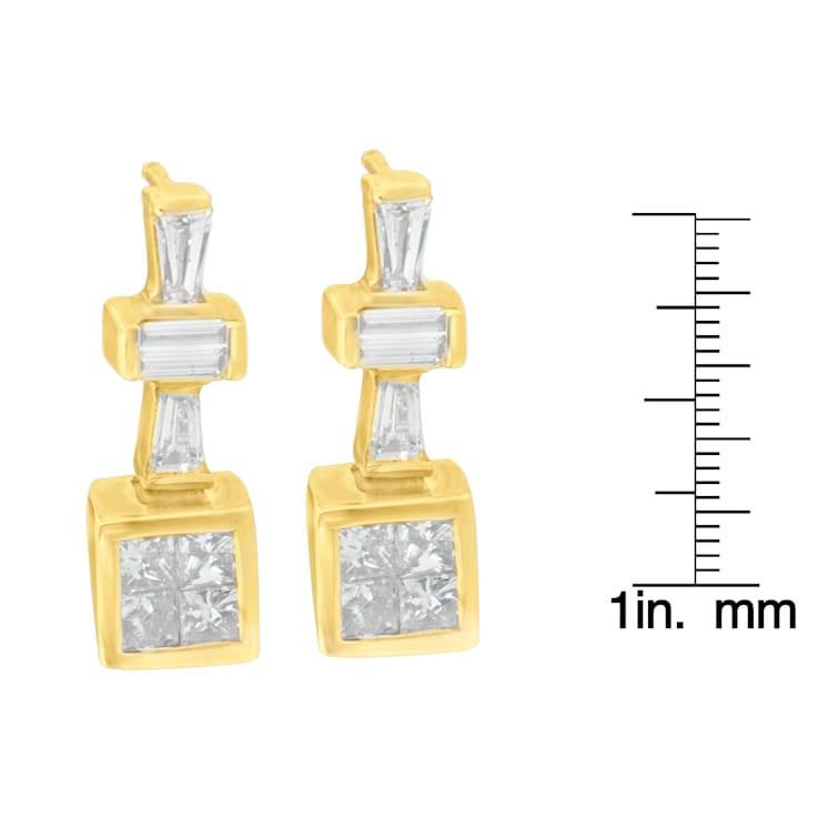 14K Yellow Gold 1/3ctw Diamond Hoop Earrings