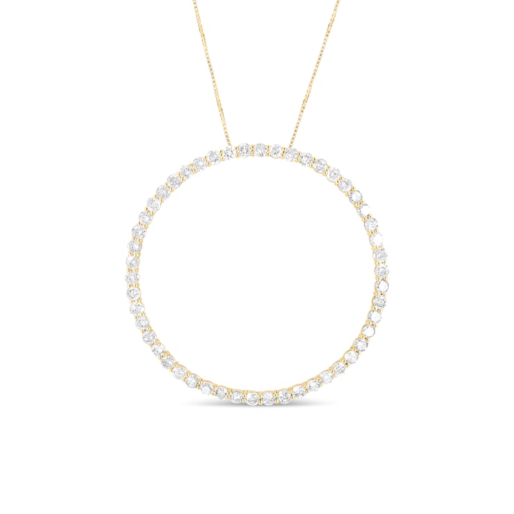 10K Yellow Gold Over Sterling Silver 4ctw Diamond Circle Hoop Necklace
(J-K Color, I1-I2 Clarity)