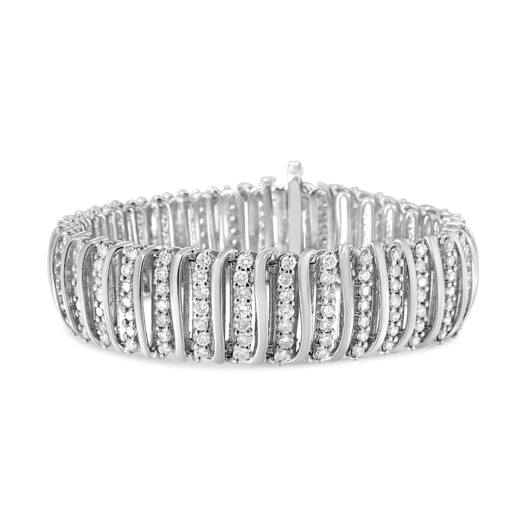 Sterling Silver 8.50ctw Diamond 7 Row Chevron "S" Curved Link
Tennis Bracelet