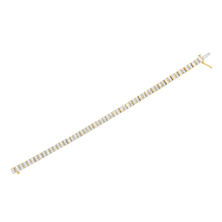 10K Yellow Gold 4.0ctw Alternating Baquette and Round Diamond 7"
Tennis Bracelet