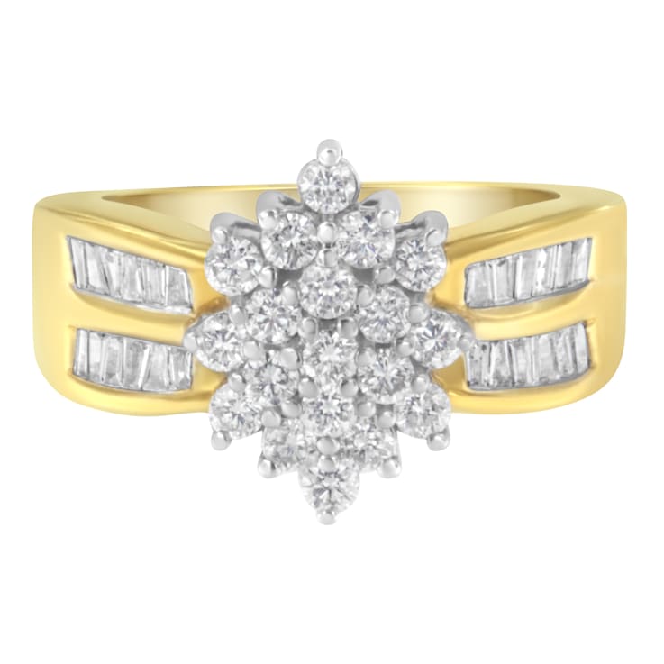10K Yellow Gold 1.0ctw Marquise Composite Diamond Cluster Cocktail Ring
(H-I Color, SI2-I1 Clarity)