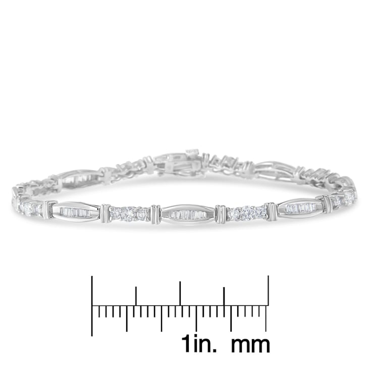 10K White Gold 3.0ctw Geometric Pattern Diamond Tennis Bracelet