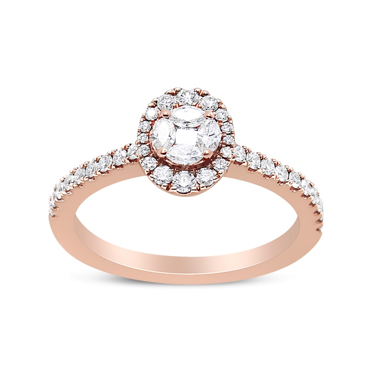 18K Rose Gold 1/2 Cttw Composite Marquise Composite Diamond Oval Halo
Engagement Ring