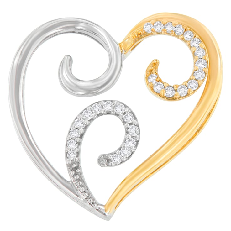 10K Two-Toned Gold 1/10ctw Round Diamond Swirl Heart Accent Pendant
w\chain (H-I, I1-I2)