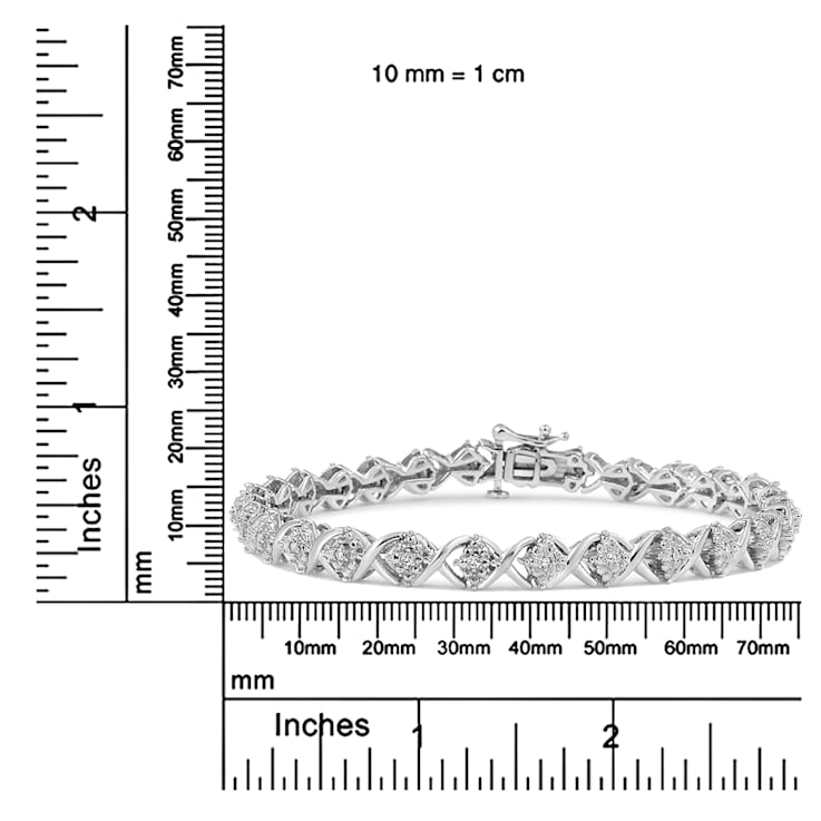Sterling Silver .25ctw Round-Cut Diamond "X" Link Bracelet